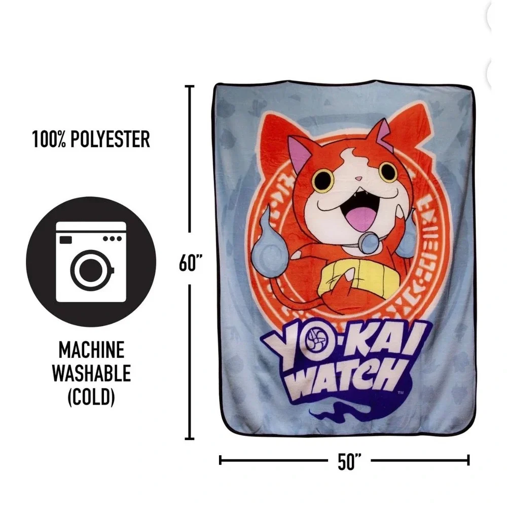 Yo-Kai Watch Jibanyan‎ Microfiber Fleece Throw Blanket 50x60 Blue Orange New